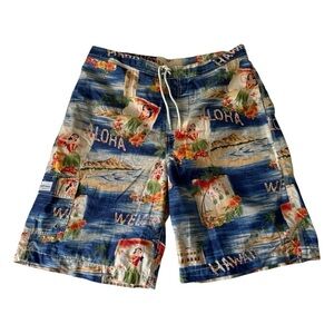 Polo Ralph Lauren Colorful Hawaii / Aloha Print Swim Shorts / Board Shorts